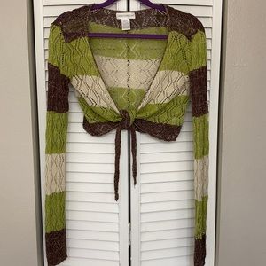 3/25 Front tie cropped cardigan. Worthington.